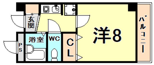 エスタシオン甲子園口(1K/1階)の間取り写真