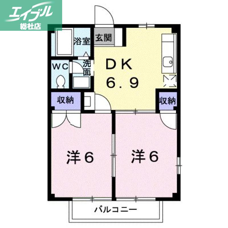 ニューシティ1(2DK/1階)の間取り写真