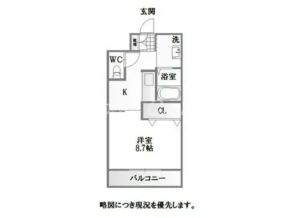 ネストかちどき橋(1K/2階)の間取り写真