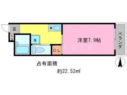 リバーパレス白川(1K/3階)の間取り写真