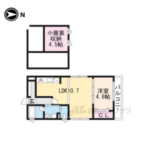 TERRACEHOUSEOKUMURA(1LDK/2階)の間取り写真