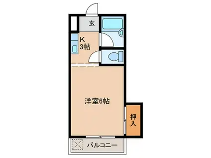 パシフィック白木原(1K/4階)の間取り写真