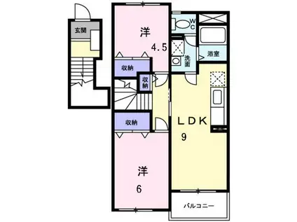 シャポー ルージュM(2LDK/2階)の間取り写真