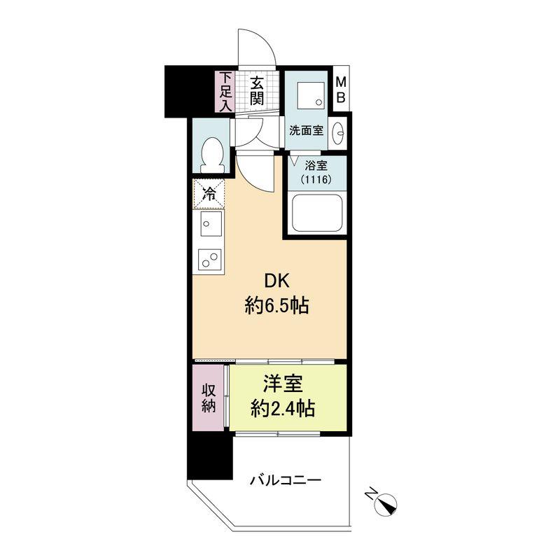 セレニテ元町アリエ(1DK/15階)の間取り写真