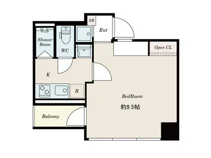 S-FRONT日本橋箱崎 エスフロント日本橋箱崎(1K/3階)の間取り写真