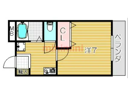 ビエント真上(1K/1階)の間取り写真