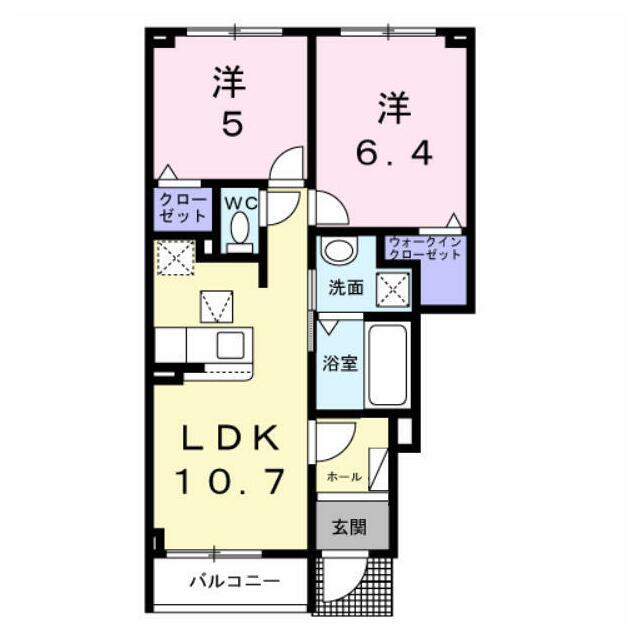 シェルトVIII(2LDK/1階)の間取り写真