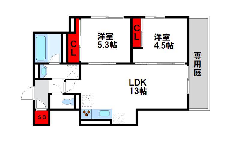D-ROOM伊賀駅東(2LDK/2階)の間取り写真