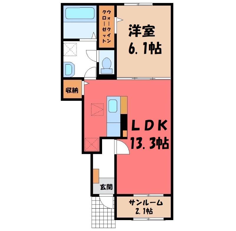 エアリー ブルーム B(1LDK/1階)の間取り写真