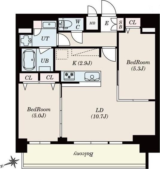 S‐RESIDENCE四日市安島ALOGGIO(2LDK/13階)の間取り写真