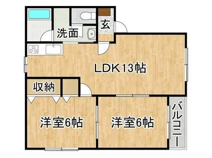 プリオール公園南III(2LDK/1階)の間取り写真