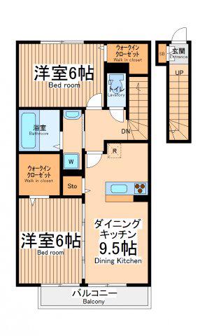 グレイス ガーデン(2DK/2階)の間取り写真