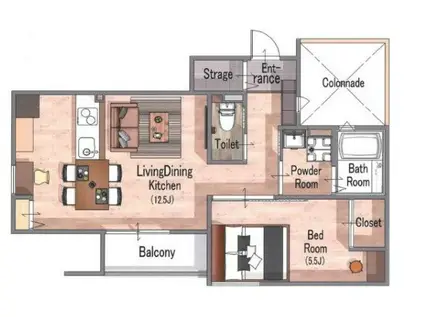 FORTRESS(1LDK/2階)の間取り写真