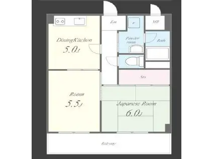 メゾンクレール(2DK/6階)の間取り写真