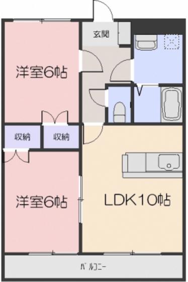 パーチェ・青江(2LDK/1階)の間取り写真