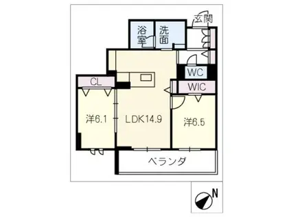 アンビエラ八事(2LDK/3階)の間取り写真