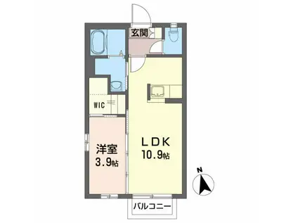 S.KEY MATE(1LDK/2階)の間取り写真