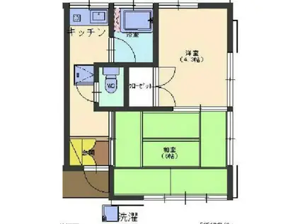 マンションM(2K/1階)の間取り写真