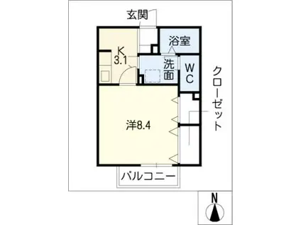 サンガーデン大宝(1K/1階)の間取り写真