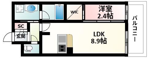 F-CREST SHIN-OSAKA(1LDK/4階)の間取り写真