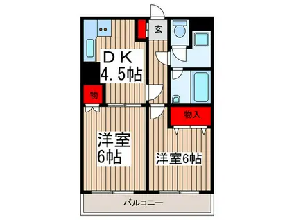 ワコーレエレガンス春日部第1(2DK/2階)の間取り写真