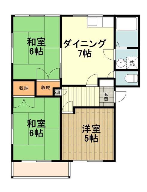 リバーサイドフジIII(3DK/1階)の間取り写真