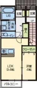 スカイフィールド(1LDK/1階)の間取り写真
