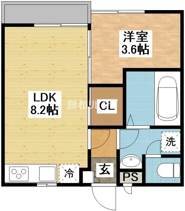MODERN PALAZZO J-BLUE(1LDK/2階)の間取り写真