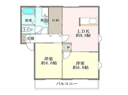 ハピネスII(2DK/1階)の間取り写真