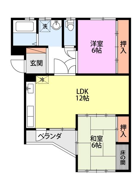 エクセルいうら(2LDK/3階)の間取り写真
