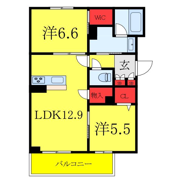 JR京浜東北線 西川口駅 徒歩11分 3階建 築1年(2LDK/2階)の間取り写真
