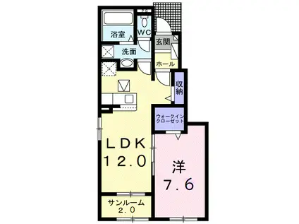 ファーストスター(1LDK/1階)の間取り写真