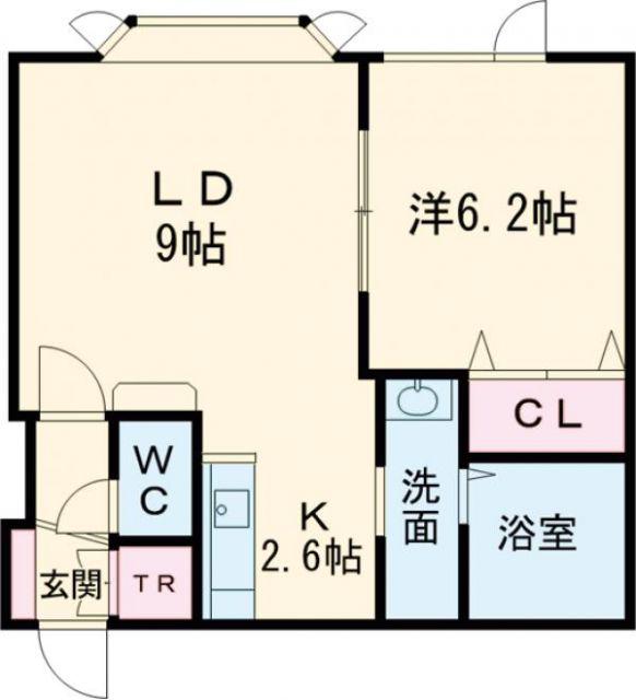 ロワールB(1DK/2階)の間取り写真