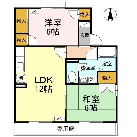 ルミエール・ド・エスト C(2LDK/1階)の間取り写真