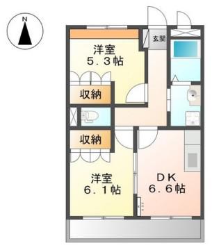 エスポワール青山(2DK/1階)の間取り写真