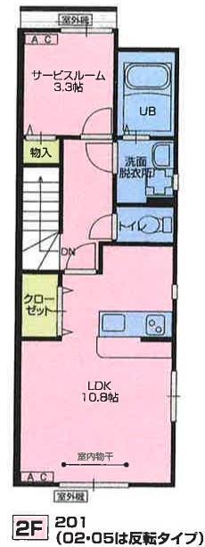 グラース(1LDK/2階)の間取り写真