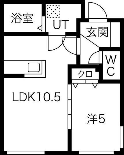 リバーサウス菊水II(1LDK/3階)の間取り写真