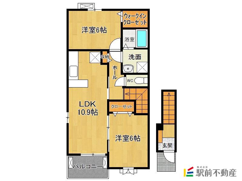 カレント I(2LDK/2階)の間取り写真