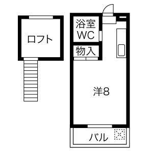 サンシティー松山(ワンルーム/2階)の間取り写真
