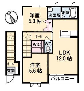 シャーメゾン天生津(2LDK/2階)の間取り写真