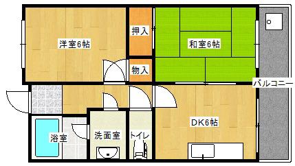 エムエイチハイツ(2DK/3階)の間取り写真