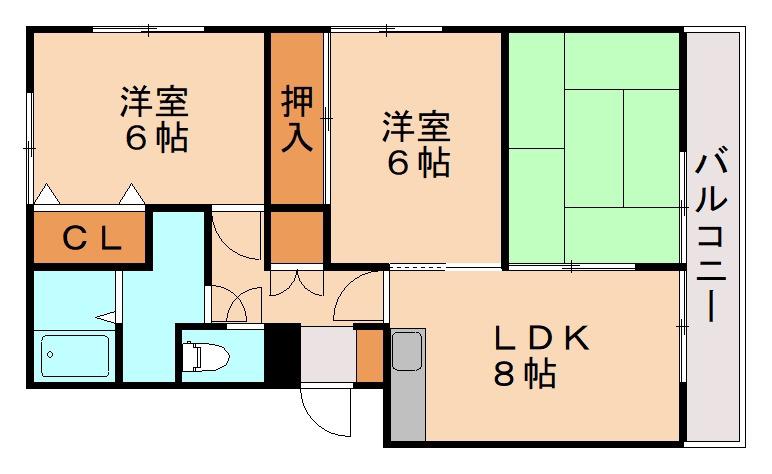 サンハイム井上B(3LDK/2階)の間取り写真