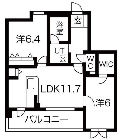ハッピーコート飾磨(2LDK/2階)の間取り写真