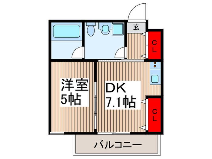 ヨーク所沢(1DK/1階)の間取り写真
