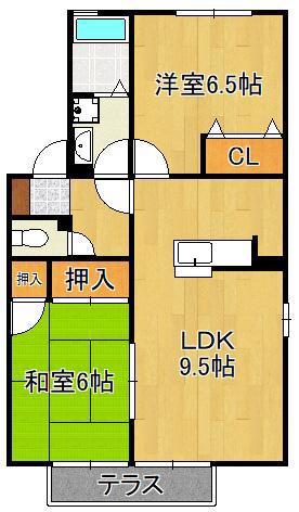 ファミーユ石田 A棟(2LDK/1階)の間取り写真