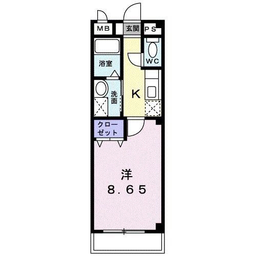 エスパソ諏訪(1K/2階)の間取り写真