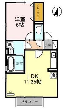 クレール森田B(1LDK/2階)の間取り写真