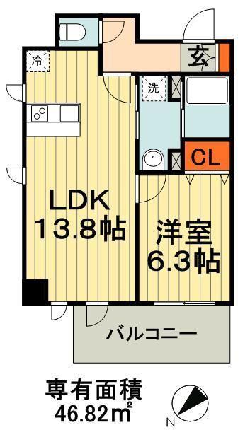 千葉ポートイースト(1LDK/5階)の間取り写真