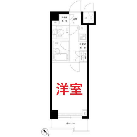 ルーブル鵜の木参番館(1K/2階)の間取り写真