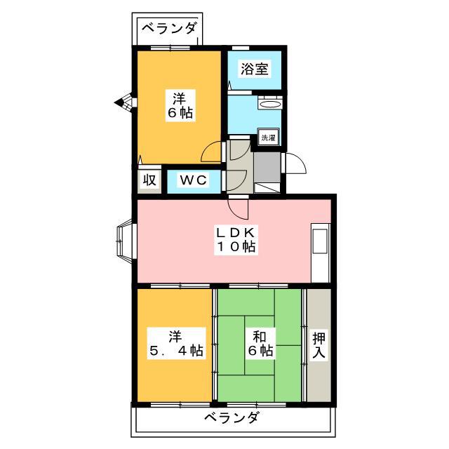 サンフォレストB(3LDK/1階)の間取り写真